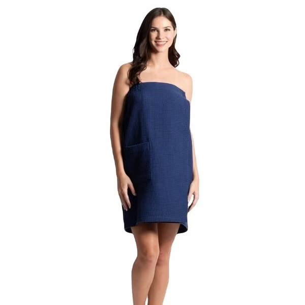 Women's Waffle Body Wrap, Adjustable Closure Navy, One Size, Towelsoft, Mfr#: Body Wrap-Waffle-NVY